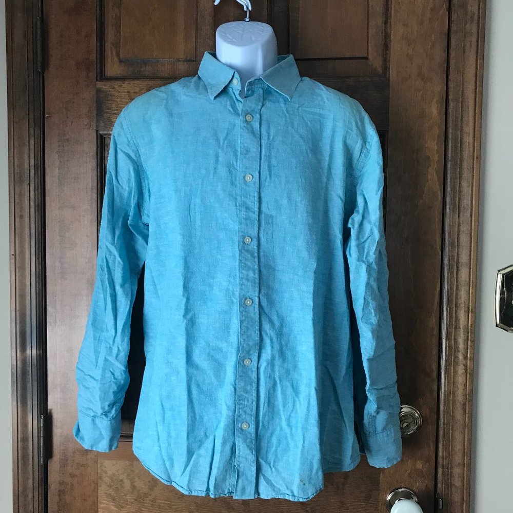 Banana Republic Teal Button-Down w/Convertible Sleeves Large